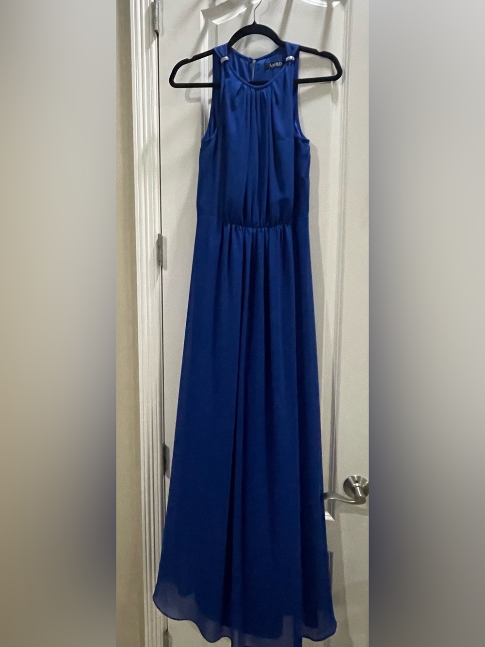 Lauren Ralph Lauren Cobalt Blue Sleeveless Maxi Evening Dress